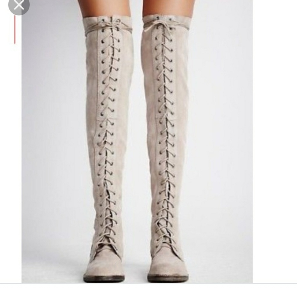 Free people thigh high lace up boot